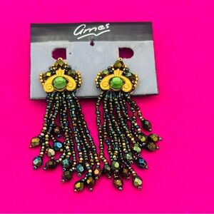 Ames Dangle Beaded Clip On Earrings